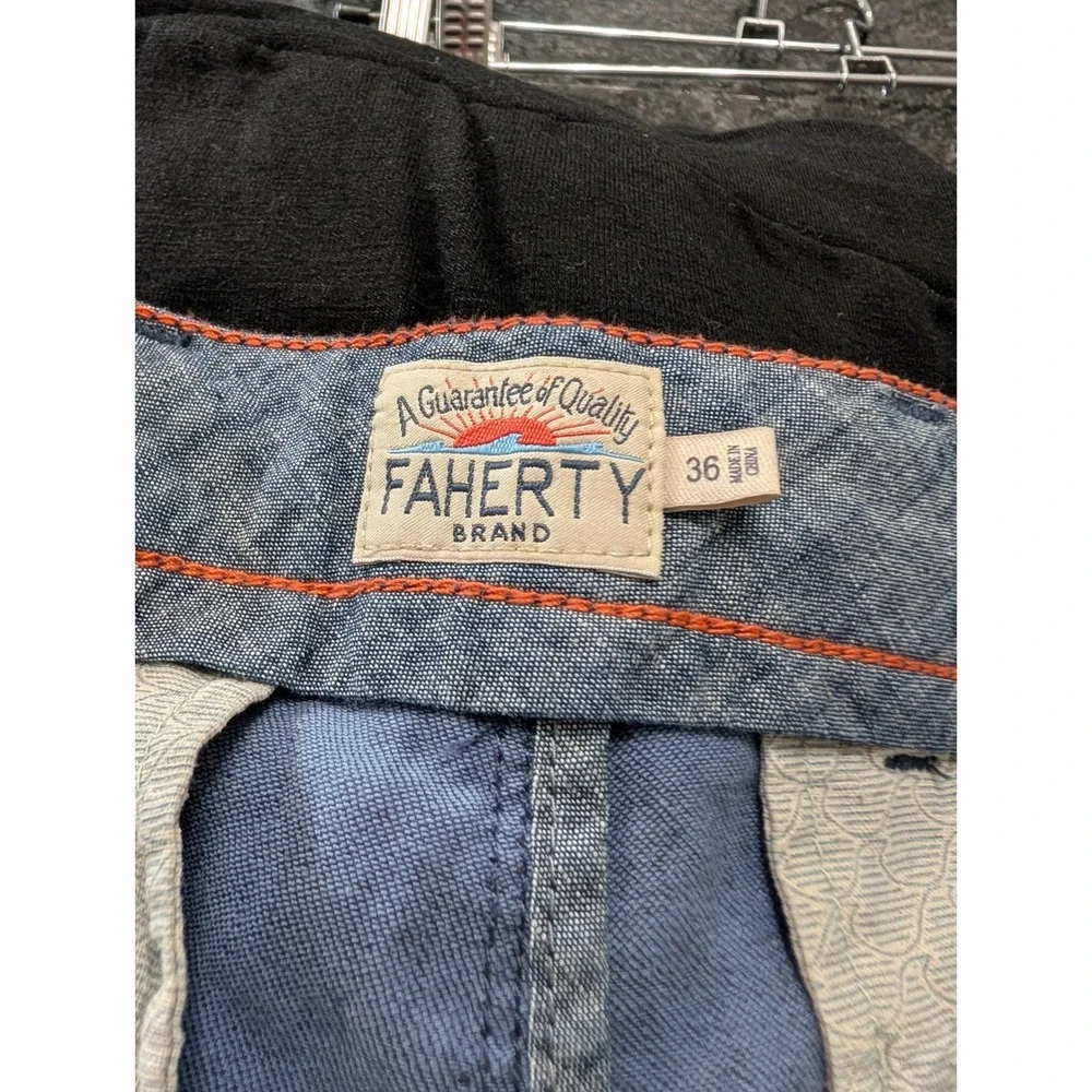 Faherty Men Blue Linen Organic Cotton Blend Flat Front Shorts Size 36 beachy